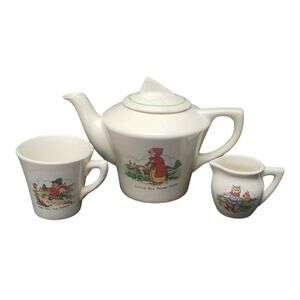 Vintage Sylvan Childs Nursery Rhyme Tea Set | Cup Tea Pot - Saucer Kids Play Set